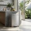 EKO Hudson Matte Stainless 50 Liter/13.2 Gallon Step Trash Can with Rear Trash Bag Storage Compartment